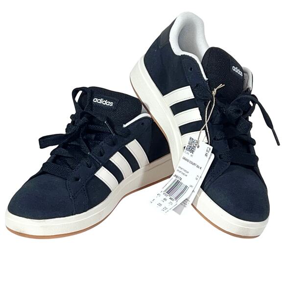 Adidas Grand Court 00s Kids Tennis Shoe Size 5 Black White JH6178 New - Picture 2 of 10